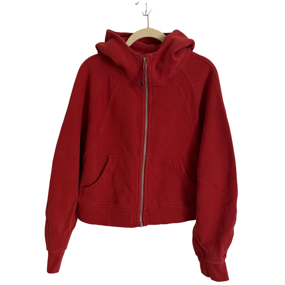 Lululemon Red Scuba Oversized Full Zip Hoodie LW3EOZS Women M/L